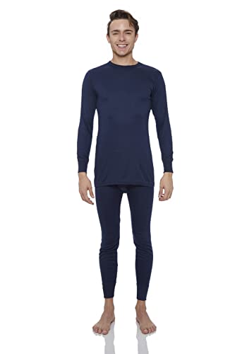 Rocky Thermal Underwear for Men (Thermal Long Johns Set) Shirt & Pants, Base Layer w/Leggings/Bottoms Ski/Extreme Cold (Navy - Midweight Fleece/Medium)