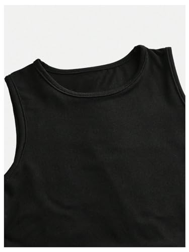 OYOANGLE Girl's Ruched Round Neck Sleeveless Tank Dress Solid Slim Fitted Pencil Short Dresses3