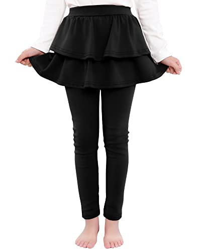 Image of BOOPH Little Girls Leggings with Ruffle Tutu Skirt Kids Uniform Pants | Footless Tights 4-14 Year