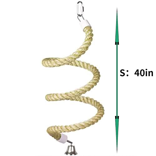 Image of Bird Spiral Rope Perch, Bird Hemp Rope Swing Perch, Bird Cage Stand Pole Accessories, Bird Standing Climbing Toy for Parrot Parakeet Budgies Lovebirds Cockatiels (Small)