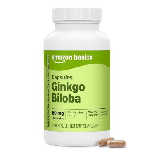 Amazon Basics Standardized Extract Ginkgo Biloba Capsules, 60 mg, 240 Count - image 1