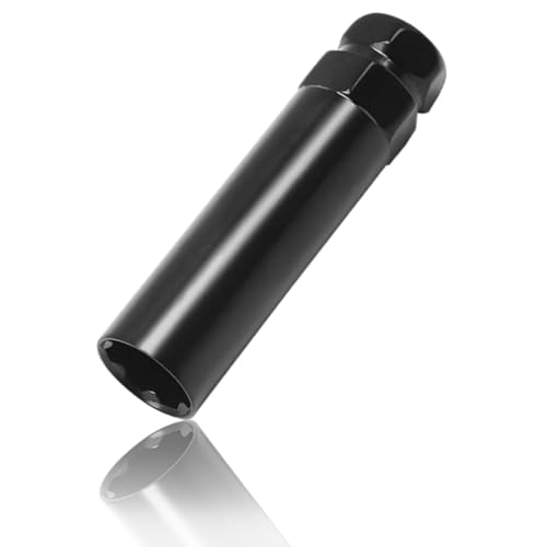 Image of Car 6 Point Spline Lug Nuts Key Tuner Socket Tool, Automotive Wheel Lock Removal Replacement with 3 /4 inch 19mm & 13 /16 inch 21mm Hex, Compatible M12x1.5 1.25 1 /2-20 Thread (Black)