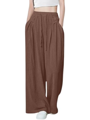 Image of GRECIILOOKS High Waist Polycotton Trousers for Women - Flared Parachute Pants with Side Pockets | Casual Travel Cargo Pants (Available in Plus Size and Value Pack)