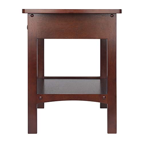 Winsome 22 x 18 x 18-Inch Wood Curved End Table/Night Stand with One Drawer, Brown (94918)