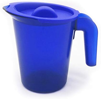 Roltex Small 500ml Frosted Coloured Jug with Lid Unbreakable Plastic (Blue)