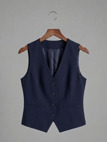 Image of ROCKSY V Neck Waistcoat for Women | Sleeveless Formal Jacket Top | Office Wear Regular Fit Blazer Vest.