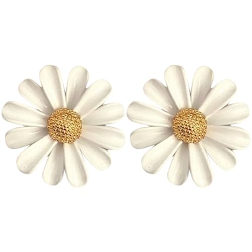 DEARMAMY 1 Par aretes con margaritas semental pendientes para mujer pegatina amar pendientes novia pendientes fiesta pendientes de margarita para mujer pendientes de flores para mujer plata