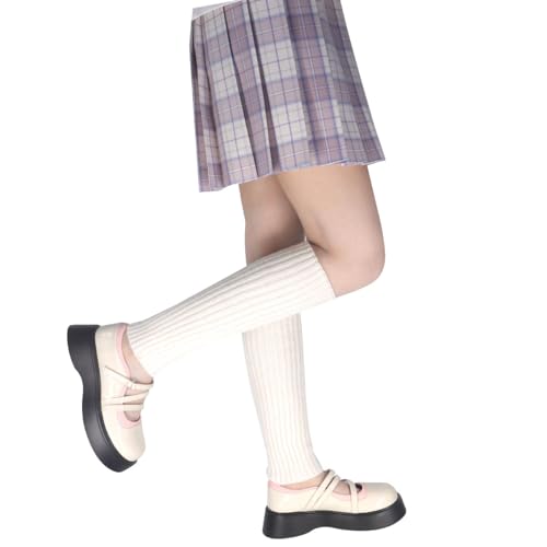 Image of FZBNSRKO Women Girls 80s Knit Leg Warmers Ribbed Long Leg Warmers for Party Sports Accessories