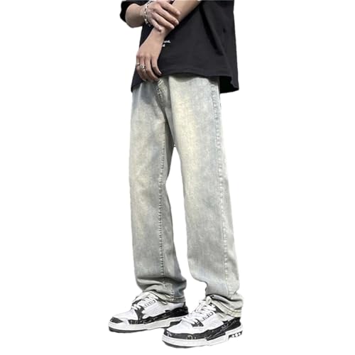 Hndudnff Men's Summer Distressed Jeans Casual Stretch Straight High Street Denim Long Pants