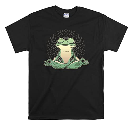 T-shirt grenouille méditante haut unisexe vêtement décontracté noir M