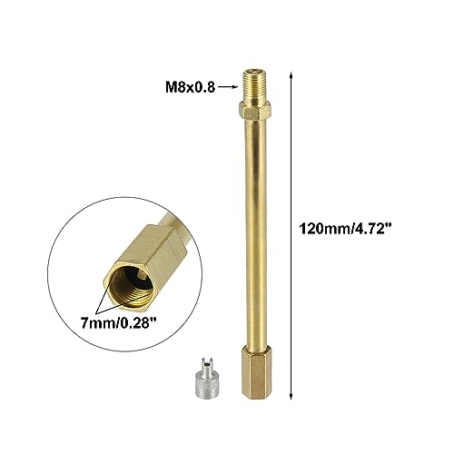 Image of X AUTOHAUX 120mm /4.72 inch Long Brass Auto Tire Valve Extension Adaptor Air Tyre Stem Extender Inflation Stright Bore for Car Truck Motorcycle Bike Mower Scooter