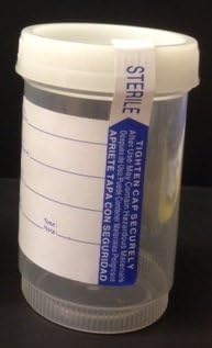 Plasitc Specimen Containers, 120mL, with Temper Evident Label, Sterile, Cap Color: White(Pack of 80)