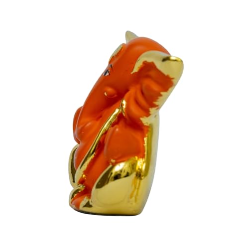 Image of Gold Plated Flying Ganesha Small | Idol for Car, Home Temple, Gift Purpose | Lucky Charm for Study Table, Office, or Travel | Height 1.7 Inch