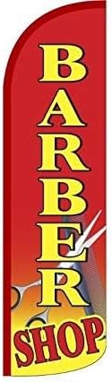 Barber Shop Pack of 2 Flags | 3 ft by 11.5 ft Advertising Barber Shop Flags for Business | Weatherproof Polyester Barber Shop Flags | Outdoor Flags (Mount and Poles are Not Included)