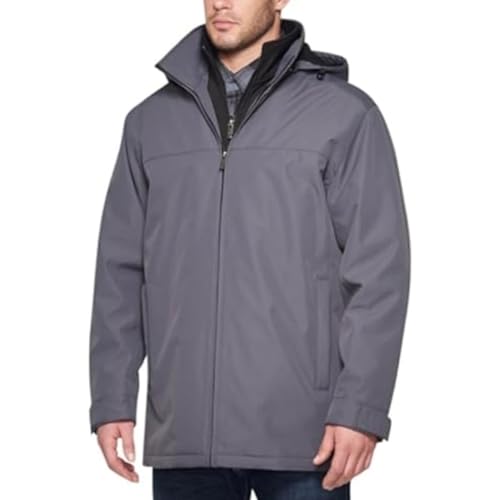 Weatherproof Men’s Ultra Tech Removable Fleece Lined Hood Jacket (LARGE, GRAY)
