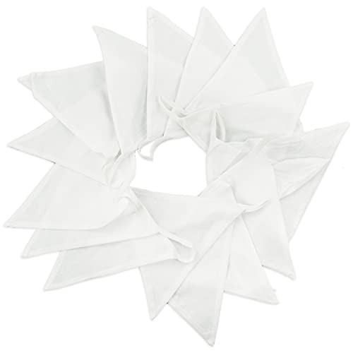 36PCS Large White Fabric Bunting, Two Layer 10M Triangle Banner Garlands, 17X19CM Double Side Cotton Pennants for Wedding Birthday Parties Ceremonies Bedrooms