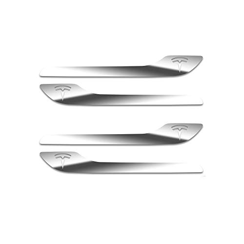 IPG Compatible for Model 3 / Model Y/Juniper Door Handle Decal Sticker Wrap Kit (Set of 4) with Tesla Logo Personalize Your Tesla (Silver Chrome)