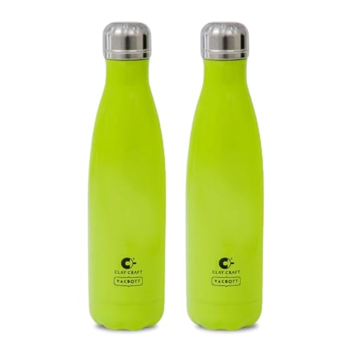 Image of Clay Craft VACBOTT Stark Double Walled 18 Hours Hot and 24 Hours Cold Flask Water Bottle-500ML, 2-Piece(Green) Leak Proof|Easy to Carry|Gym Bottle|Home|Kitchen|Hiking|Travel Bottle|BIS Certified