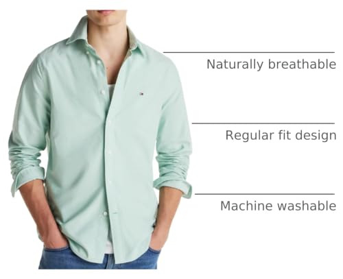 Image of Tommy Hilfiger Men's Long Sleeve Oxford Shirts in Regular Fit, Men's Button Down Shirts, Also Available in Big and Tall