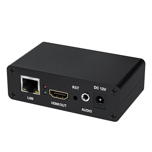 Unisheen USB IP to HDMI HD Video Decoder- H.265/H.264 IP Camera & Streaming Mini Decoder for SRT/HTTP/RTSP/RTMP/M3U8/FLV/UDP,Support Youtube/Facebook/Twitter/Ig, LCD Display & Broadcast Platform