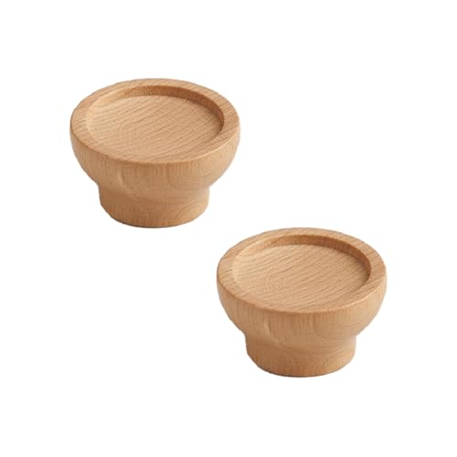 Image of Steam Beech Wood Drawer Knob| Solid Wooden Cabinet Door Handle | Round Knobs for Drawer, Wardrobe & Cupboard | Natural Finish Pull Handle for Kitchen Cabinets & Home - | 1.5 Inch,2 Piece|