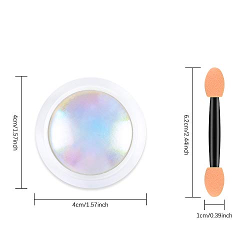 Ownest 4 Pcs Neon Chrome Nail Powder, Unicorn Chrome Nails Glitter Pigment, Aurora Iridescent Powder Pigment for Nails, Opal Pearl Mica Powders, Chameleon Pearl Manicure Pigment