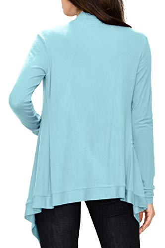 Image of Lock and Love Women's Draped Front Open Asymmetrical Cardigan - Casual Long Sleeve Lightweight Duster