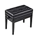 Stołek fortepianowy regulowany, drewniany stołek do pianina, miękki, wyściełany taboret z arkuszami do przechowywania, czarna ławka do fortepianu dla muzyków