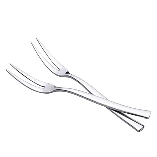 Ikando Tenedores Fruta Aperitivos Postre de Acero Inoxidable, 12 Unidades