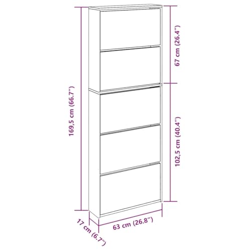 Armoire à chaussures miroir blanc 5 compartiments pour couloir
