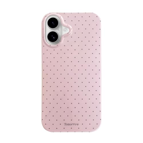inewateri Compatible with iPhone 16 Case with Cute Fashion Polka Dot Aesthetics Design Simple Case for Soft TPU Slim Protection Case for iPhone 16-Pink
