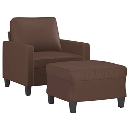vidaXL Fauteuil avec Repose-Pied Chaise de Relaxation Fauteuil TV Siège de Salon Meuble de Salle de Séjour Maison Intérieur Marron 60 m Similicuir