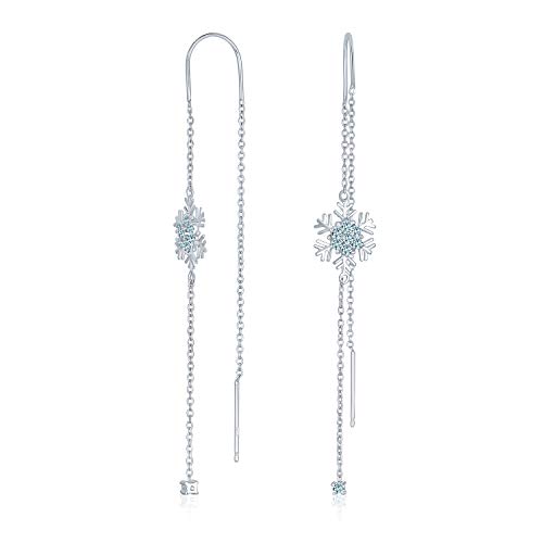Boucles d'oreilles Noël en argent sterling et oxydes de zirconium bleus glacés pour ado