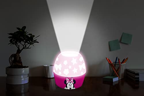 Image of Disney Minnie Mouse Scene Projection Kids Lamp & Nightlight - Cute Bedroom Bedside Projector Lamp for Girls, Toddler & Children's Night Light