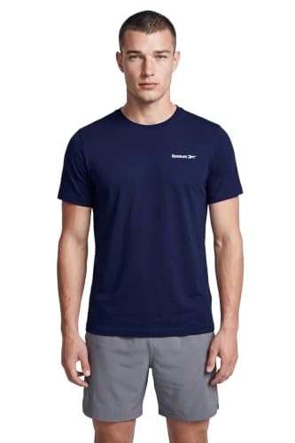 Image of Reebok Men's 100% Cotton Casual T-Shirt - Pure Cotton Soft Breathable Regular Fit Half Sleeve Tee for Men | Round Neck Tshirt for Men Cotton Tshirt