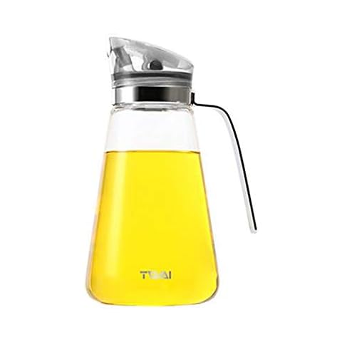 XiaoShenLu Essig & Ölflasche, Ölspender aus Edelstahl und Glas Olivenöl Flasche Behälter für BBQ, Kochen, Grillen, Pasta, Auslaufsicher und Spülmaschinenfest Cover