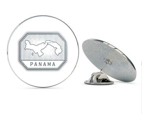 Panama Map Stamp Round Metal 0.75" Lapel Pin Hat Shirt Pin Tie Tack Pinback2