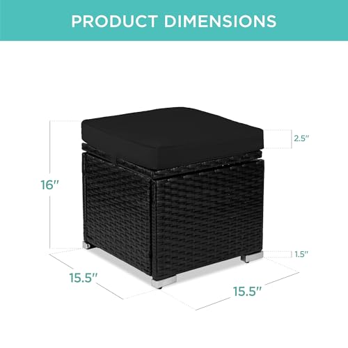 image for Best Choice Products Set of 2 Wicker Ottomans, Multipurpose Outdoor Fu