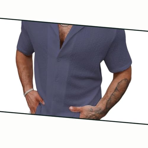 Image of COMBRAIDED Men's Regular Fit Cotton Blend Shirts | Half Sleeve Solid Pattern | Casual Wear for Everyday Style