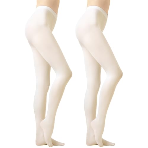 Image of 2 Pairs Women's Sheer Opaque Tights, 480D Soft Nylon Regular Multicolour Control Top Velvet Pantyhose
