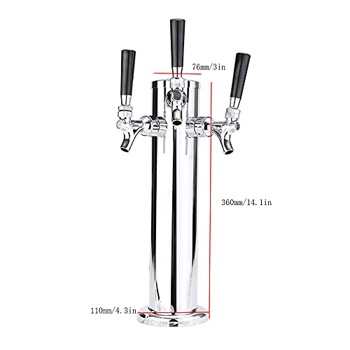 Dispensador de torre de cerveza de acero inoxidable con grifos de 3 pulgadas, sistema de corriente para bares, fiestas y reuniones caseras