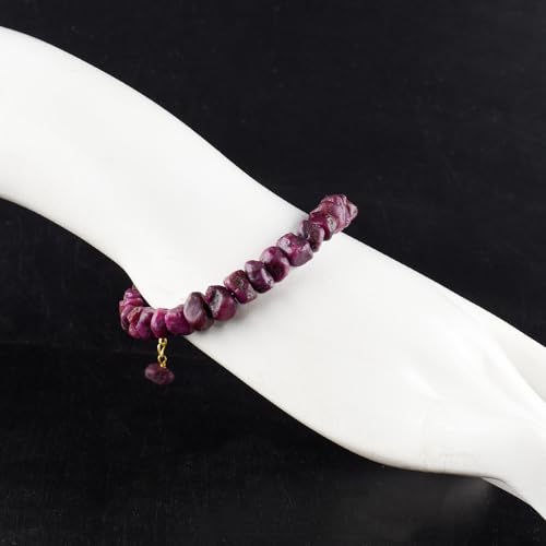 InfinityGemsArt Madagascar Natural Raw Ruby Stone Bracelet, Bolo Bracelet, Rough Dainty Jewelry for Women, July Birthstone, Energy Crystals 14K Gold Plated 925 Sterling Silver Chain 8 inch.2