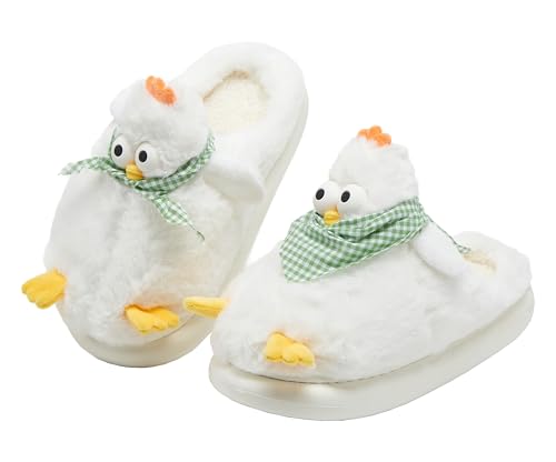 Image of Halemet Cute Chicken Slippers for Women Cartoon Animal Slippers for Women Cozy Plush Non-Slip House Slipper Indoor Outdoor