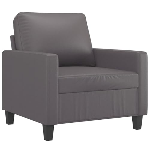 vidaXL Sillón, Silla con Reposabrazos Respaldo, Sofá de Descanso Relax Televisión, Asiento Tapizado para Salón, Cuero Sintético Gris