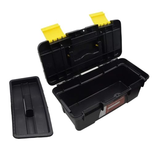 Caja de herramientas, caja de herramientas de plástico portátil de 2 capas de 10 pulgadas con compartimento