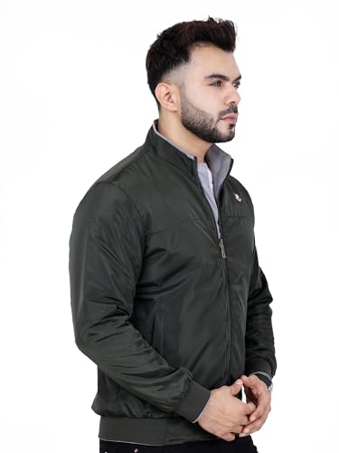 Image of Dollar Full Sleeves Bomber Jacket for Men | TPU Men's Standing Collar Lightweight Winter Jacket, Regular Fit