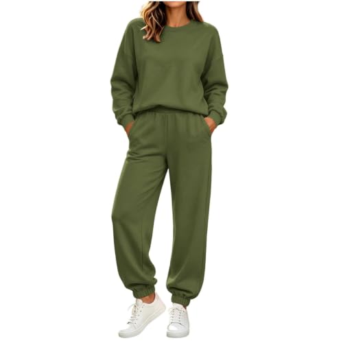 Women 2 Piece Loungewear Set Crew Neck Sweatshirt Jogger Pants Casual Fall - image 1