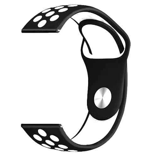 Image of YODI Soft Silicone Classic Strap Bands for Fire-Boltt Phoenix BSW049 Smart Watch Quick Release Pin for Men, Women and Kids Medium Size (Black-White)