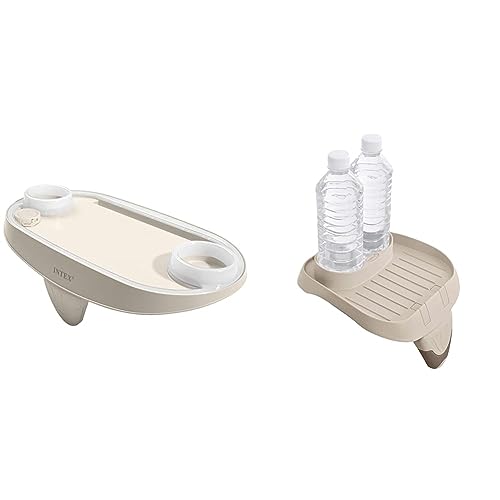 Intex - 28520 - Plateau Pure Spa avec LED & PureSpa Plastic Beverage Holder-Beige 26 x 22 x 18 cm