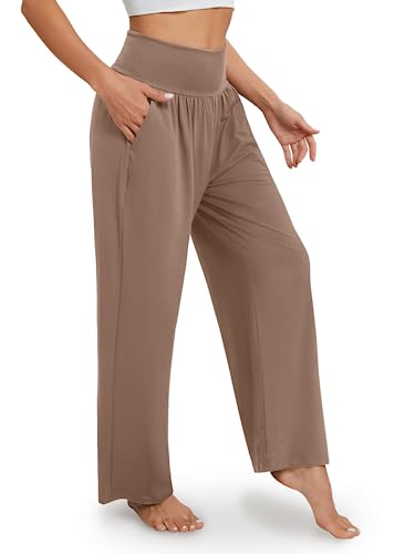 Image of Gracyoga Wide Leg Yoga Pants for Women Casual Loose Cozy Sweatpants High Waisted Lounge Pajama Flowy Pants With Pockets